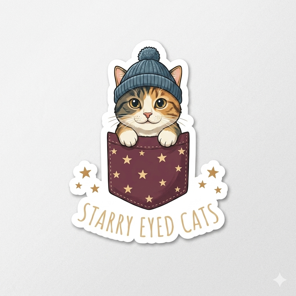 Bundle "Starry Eyed Cat" Pocket Pal Sticker