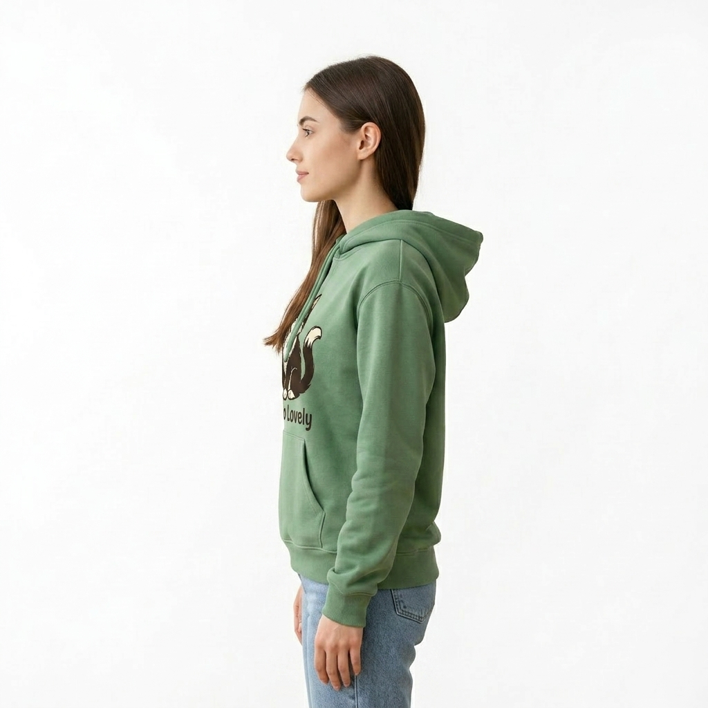 Hello Lovely" Classic Cat Hoodie - Green Unisex Hoodie
