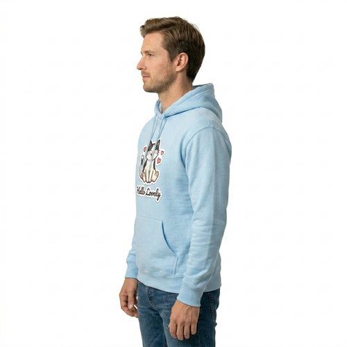"Hello Lovely" Comfort-Tone Hoodie - Light Blue Unisex Hoodie