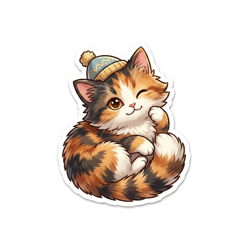 "Stay Pawsitive" Maneki-neko Inspired Vinyl Sticke