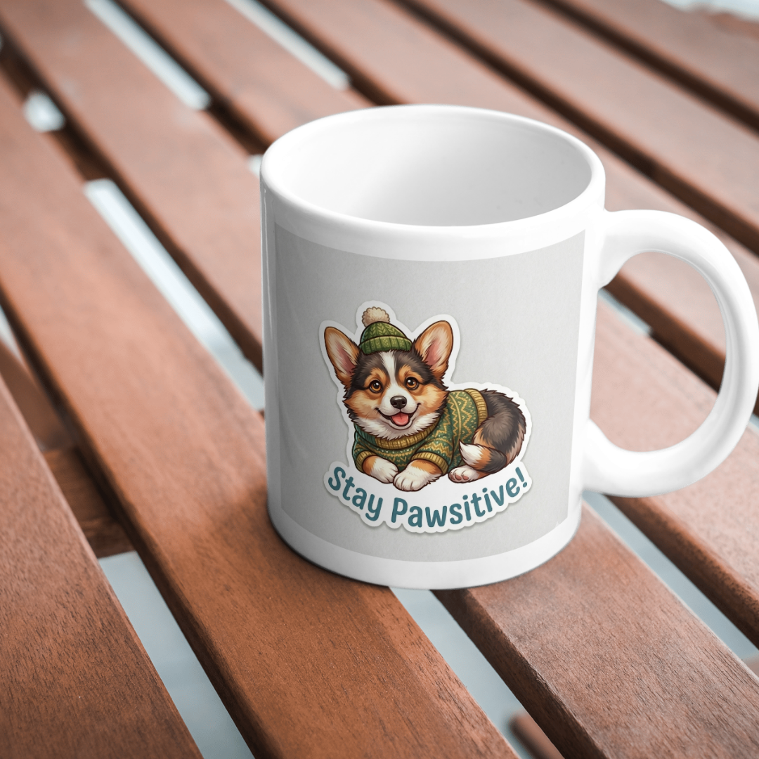 Bundle of "Stay Pawsitive" Corgi Sweater Sticker