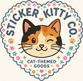 Printable Sticker lovely cute cat - white and black