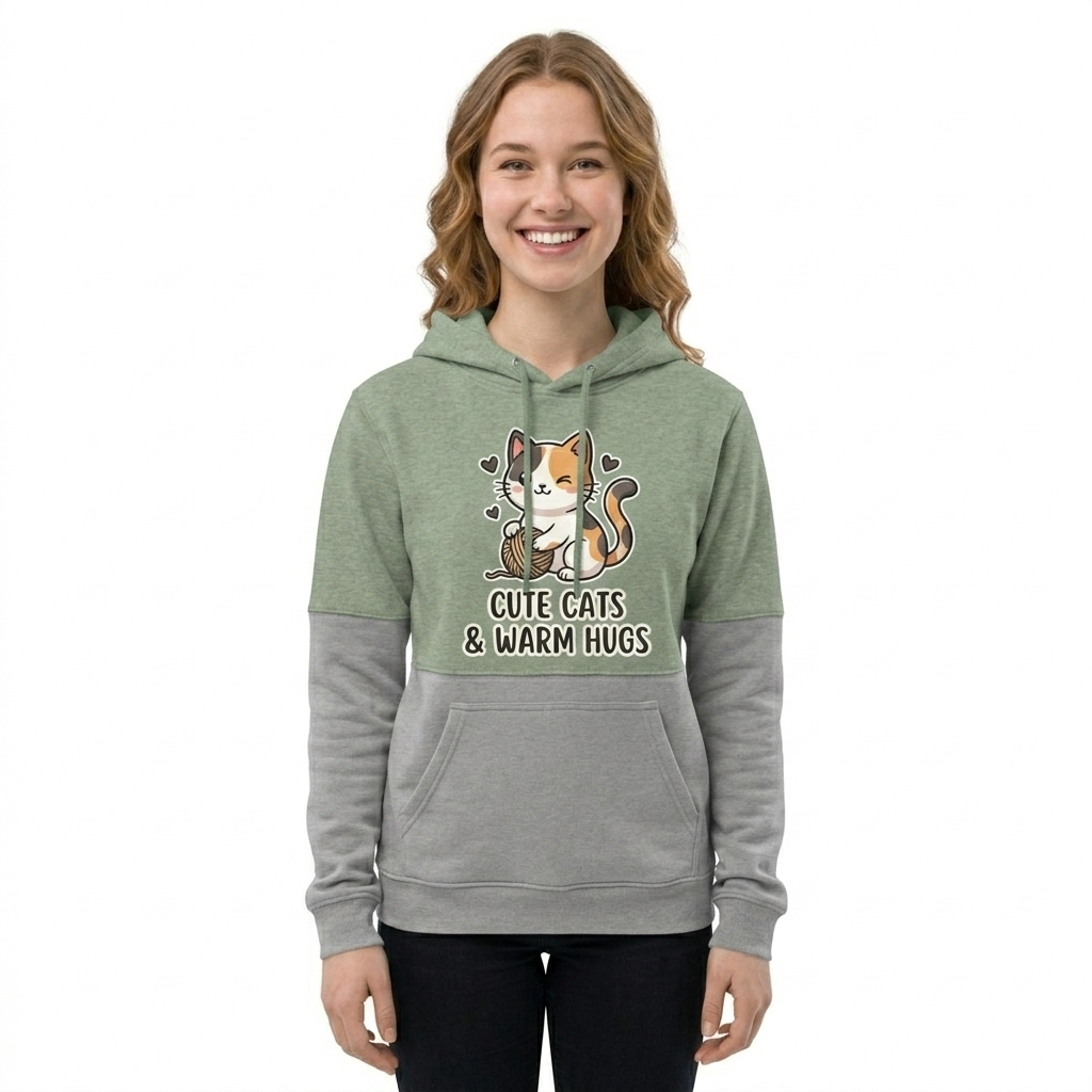 "Warm Hugs" Comfort-Tone Hoodie - Unisex - Green and Grey